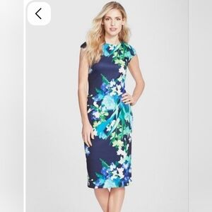 Vince Camuto floral cap sleeve midi dress, size 6